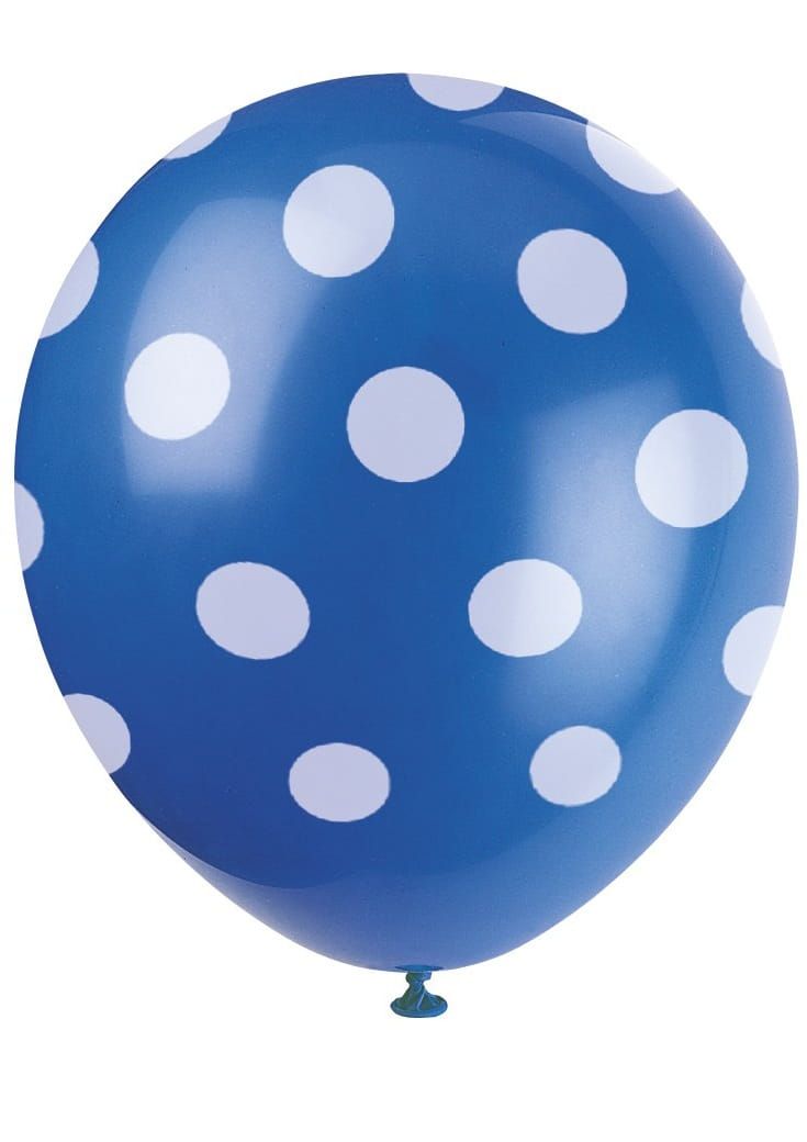 Balony niebieskie w biae kropki (6szt.)