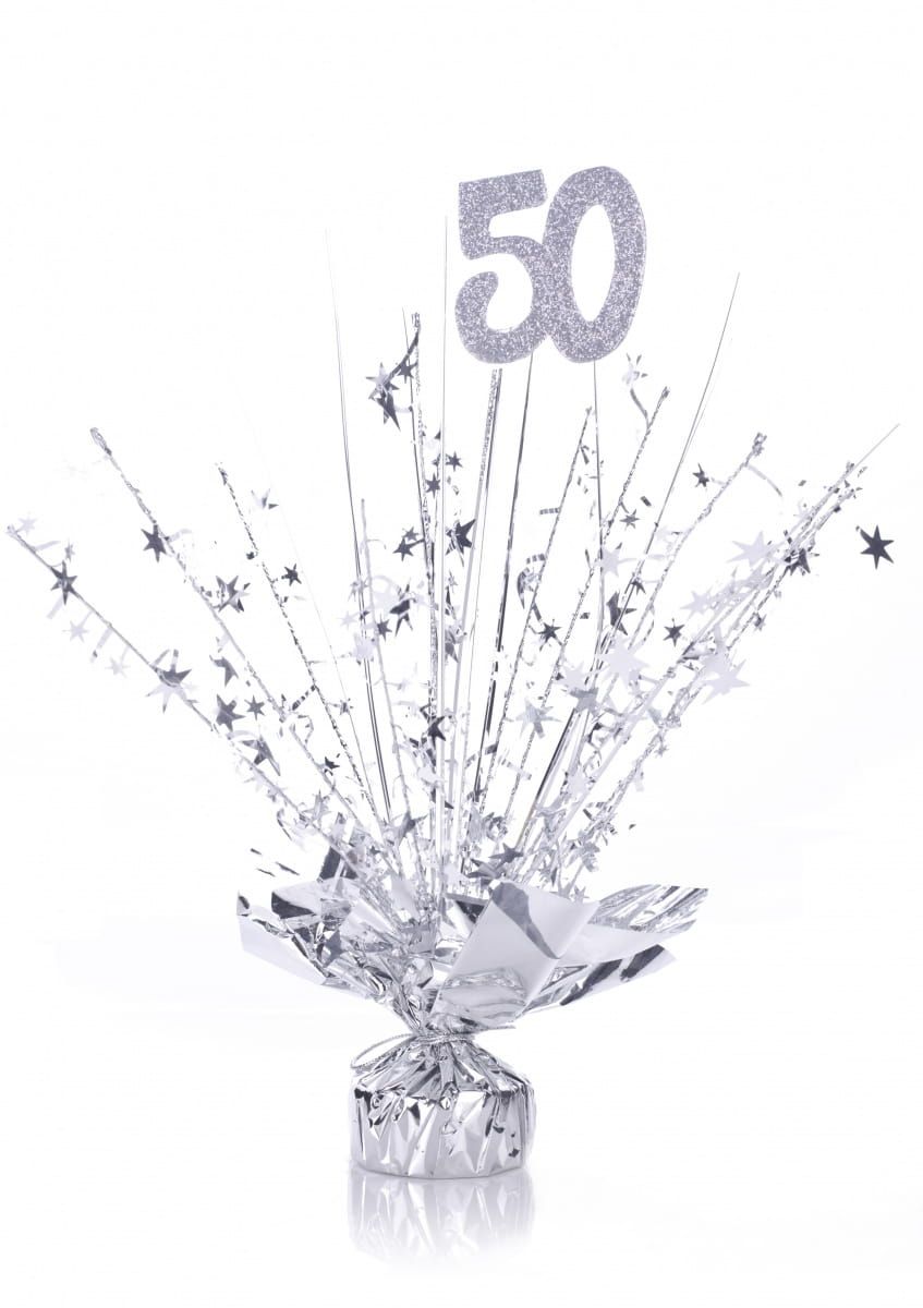 Srebrna dekoracja stou na 50 urodziny