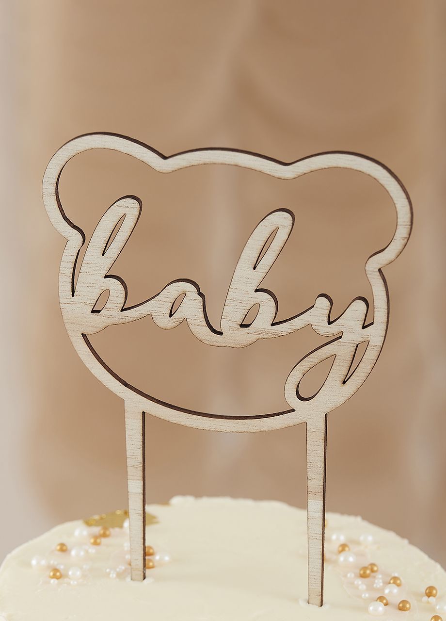Drewniany topper na tort MI na Baby Shower