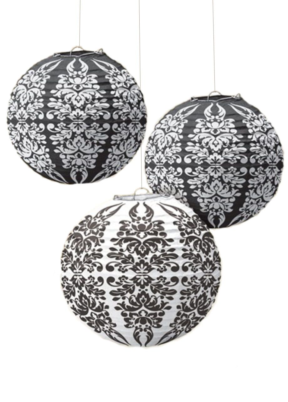 Lampiony papierowe DAMASK dekoracje wiszce (3szt.)