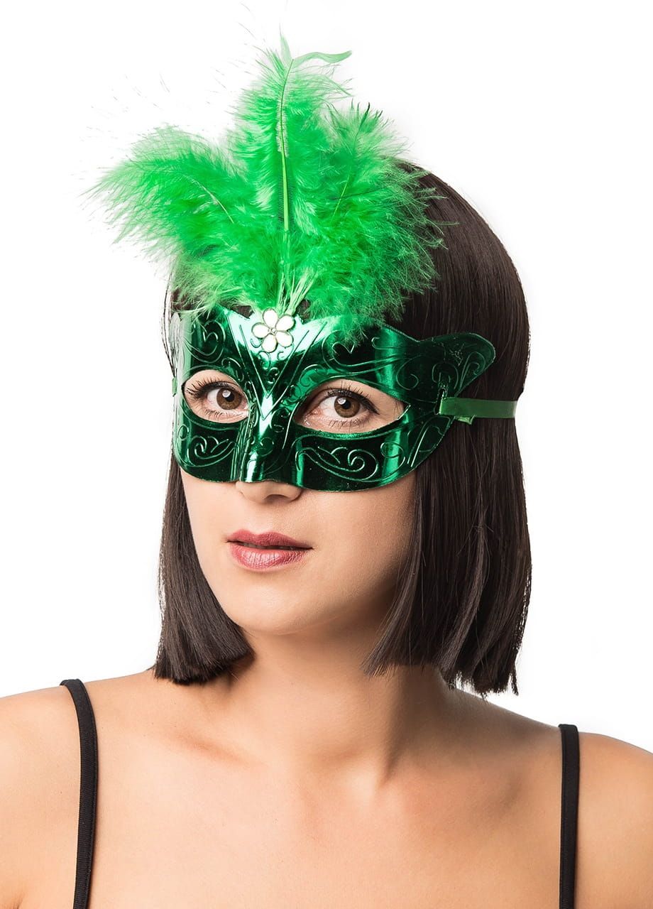 Maska karnawaowa zielona z pirami