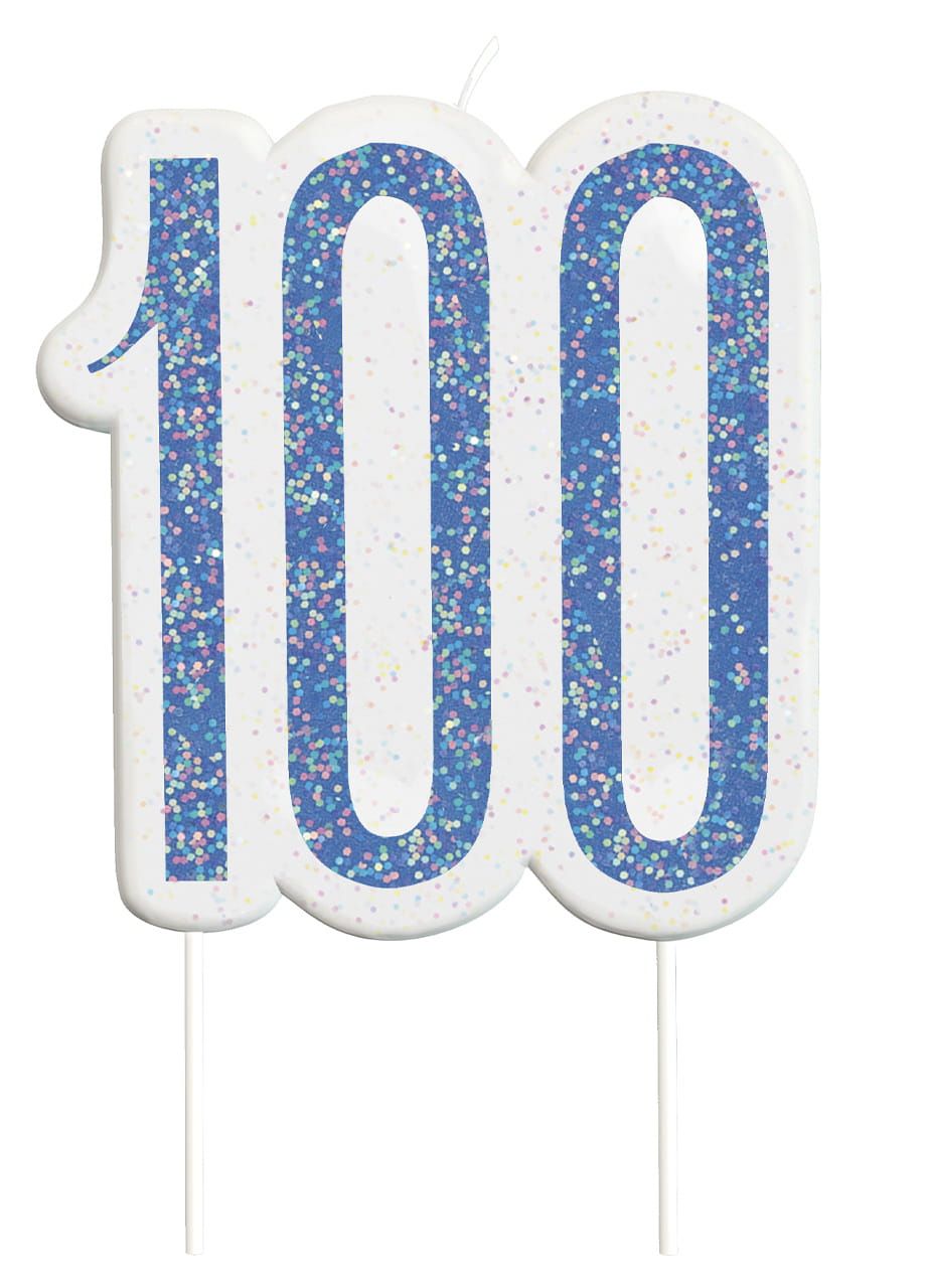wieczka urodzinowa 100 URODZINY niebieska wieczka na tort
