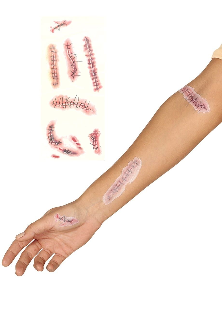 Tatuae tymczasowe SZWY sztuczne rany na Halloween