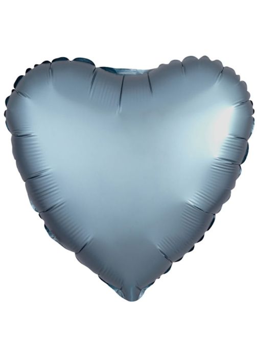 Balon foliowy SERCE SATYNOWE stal niebieska 43cm