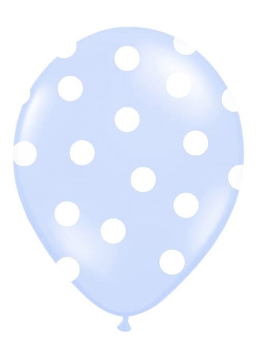 Balony błękitne w białe kropki (6szt.)