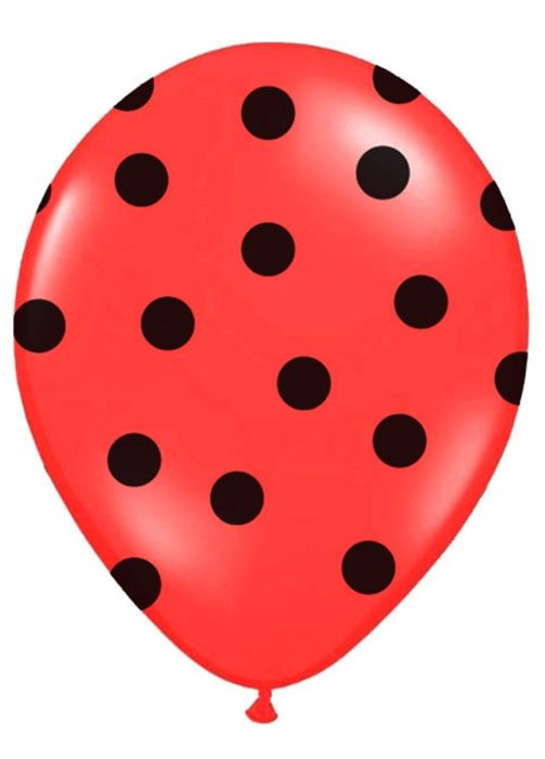 Balony czerwone w czarne kropki (6szt.)