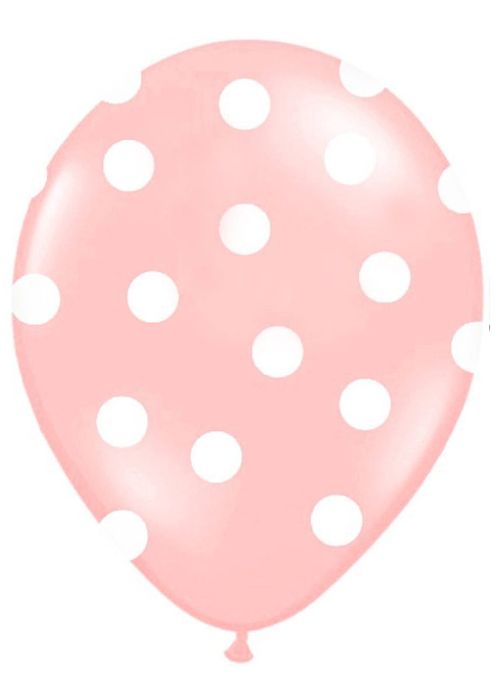 Balony jasnoróżowe w białe kropki (50szt.)