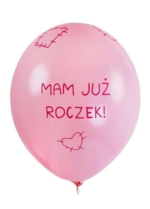 Balony MAM JUŻ ROCZEK różowe 30cm (6szt.)