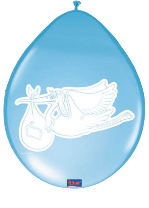 Balony na baby shower BOCIAN niebieskie (8szt.)
