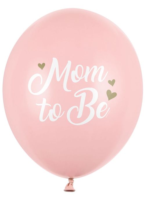 Balony na baby shower MOM TO BE różowe (6szt.)