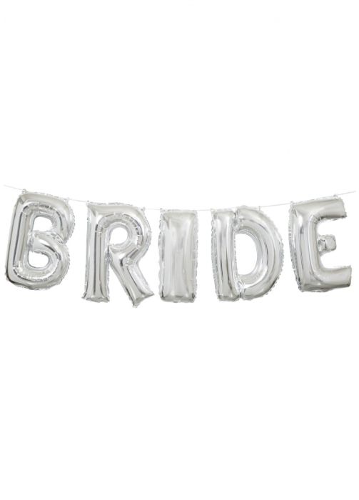 Balony napis BRIDE srebrny