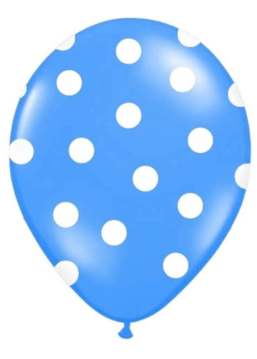 Balony niebieskie w białe kropki (50szt.)