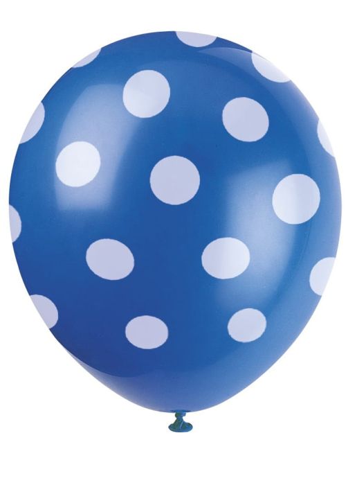 Balony niebieskie w białe kropki (6szt.)