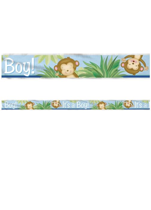 Baner na baby shower It's a Boy! MAŁPKI niebieski