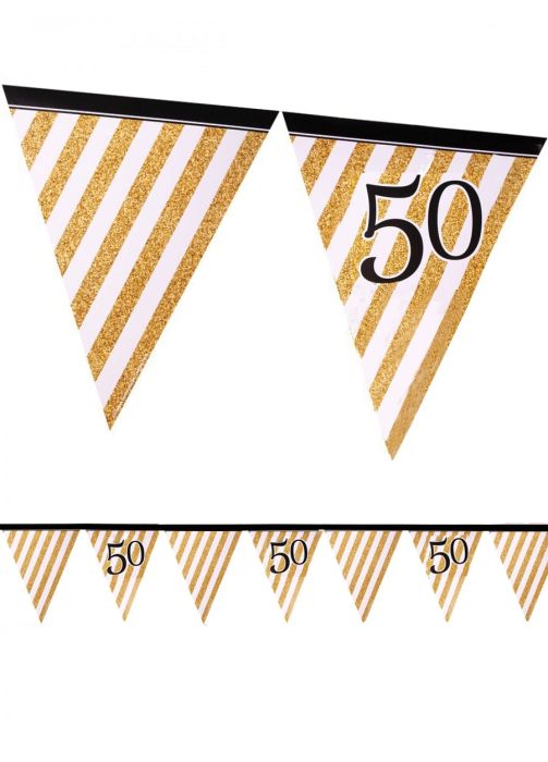 Girlanda flagi 50 URODZINY GLITTER 3,7m