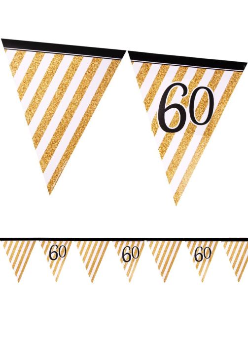 Girlanda flagi 60 URODZINY GLITTER 3,7m