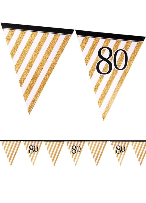 Girlanda flagi 80 URODZINY GLITTER 3,7m
