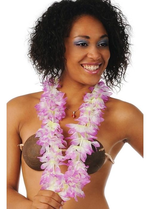 Girlanda hawajska LUX fioletowo-biała
