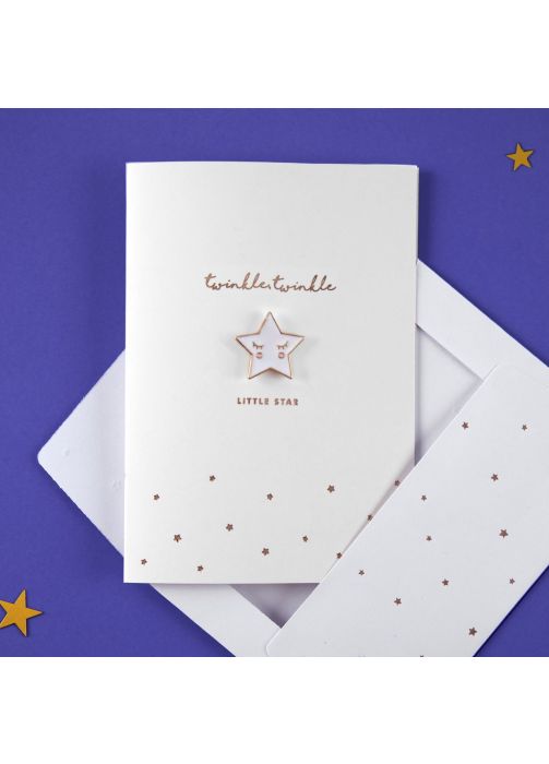 Kartka z okazji narodzin dziecka z pinem LITTLE STAR