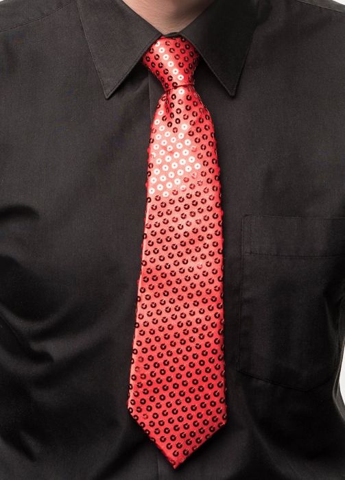 Krawat cekinowy czerwony