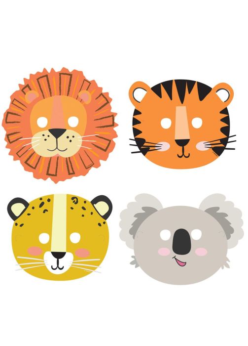 Maski zwierząt dla dzieci GET WILD urodziny safari (8szt.)