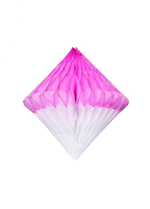 Rozeta papierowa DIAMENT różowo-biała 10cm