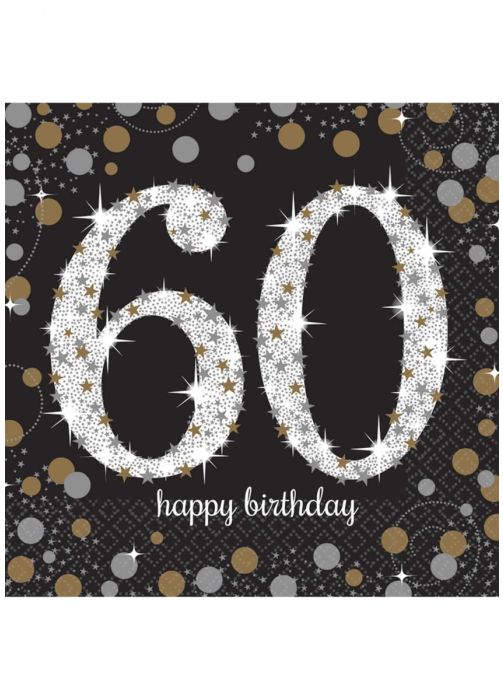 Serwetki papierowe urodzinowe 60 HAPPY BIRTHDAY (16szt.)