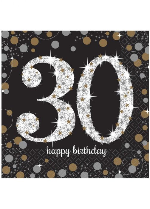Serwetki urodzinowe 30 HAPPY BIRTHDAY (16szt.)