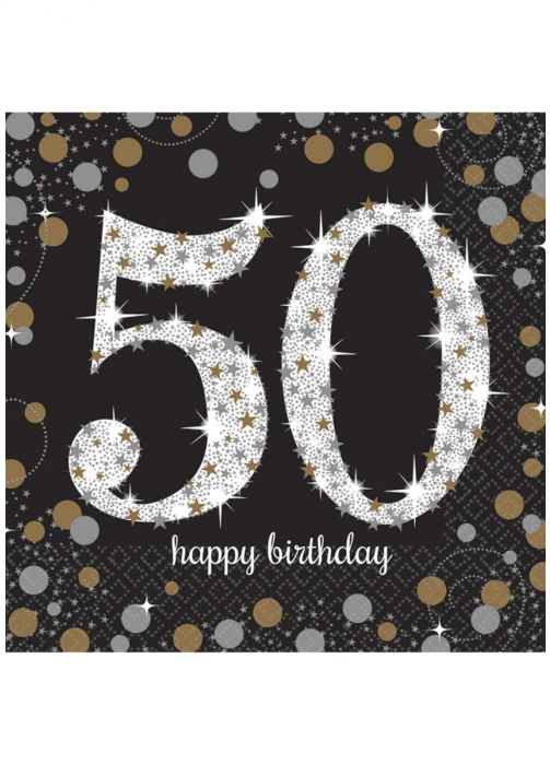 Serwetki urodzinowe 50 HAPPY BIRTHDAY (16szt.)