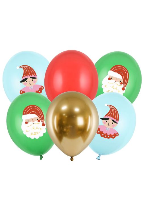 Świąteczne balony MIKOŁAJ I ELF 30cm (6szt.) 
