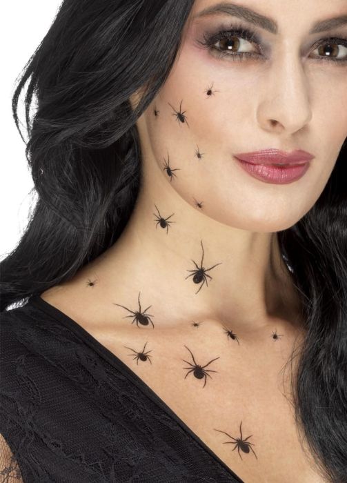 Tatuaże zmywalne na Halloween PAJĄKI makijaż halloweenowy