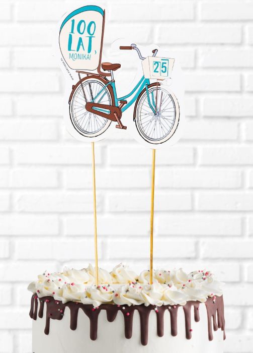 Topper urodzinowy na tort rowerowy URODZINY ROWERZYSTY