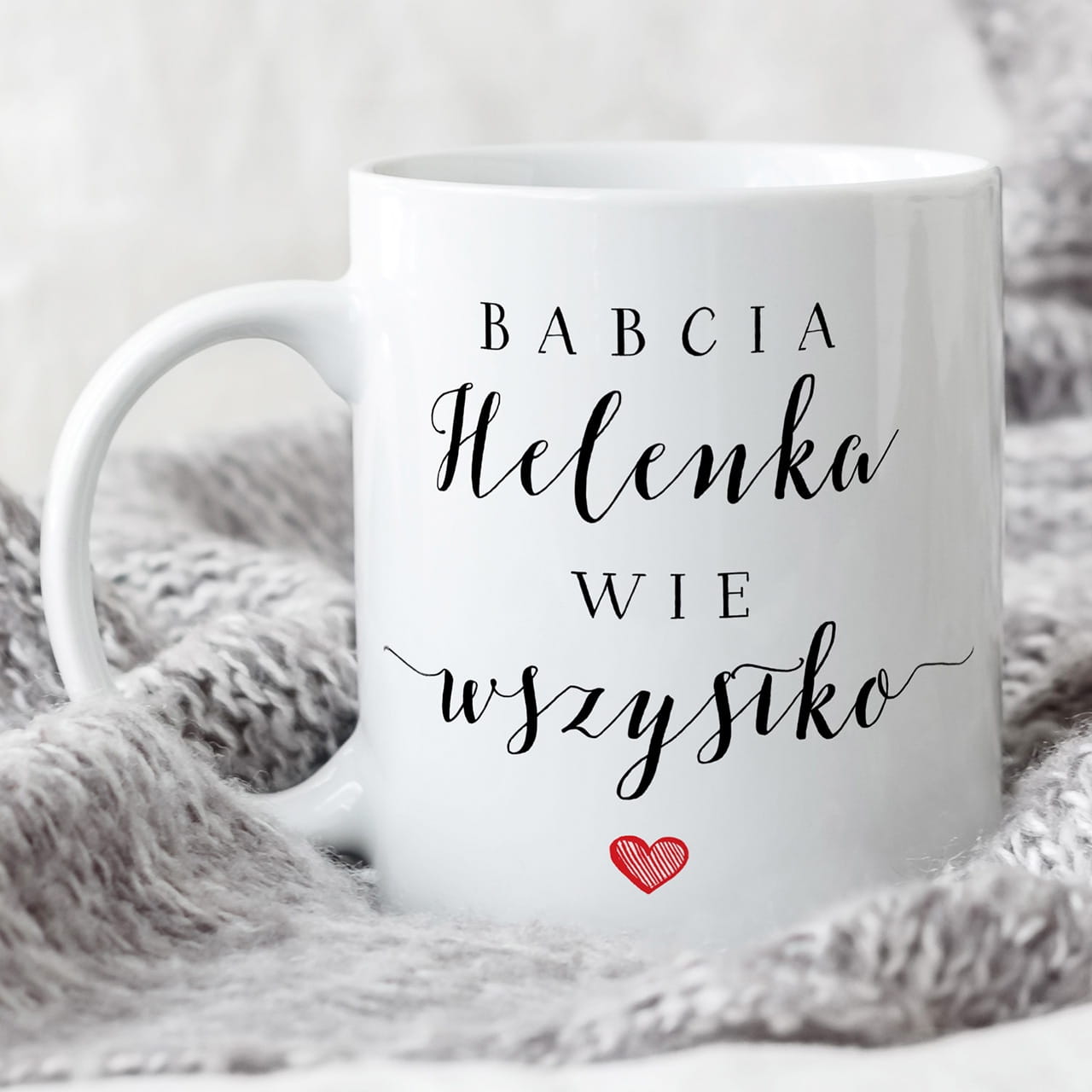 Kubek z nadrukiem BABCIA WIE WSZYSTKO