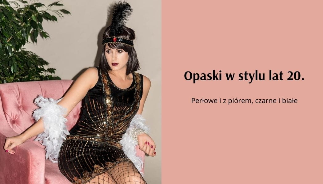 Opaski w stylu lat 20 - perowe i z pirem, czarne i biae
