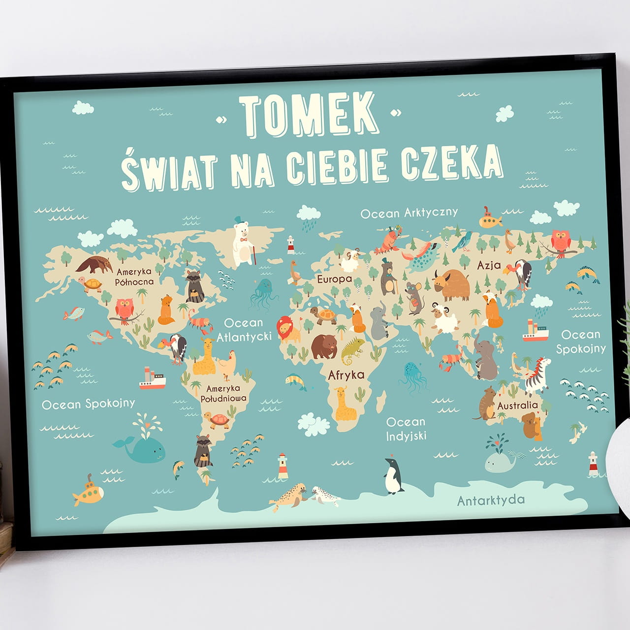 Plakat personalizowany 31x41 cm WIAT prezent na Dzie Dziecka