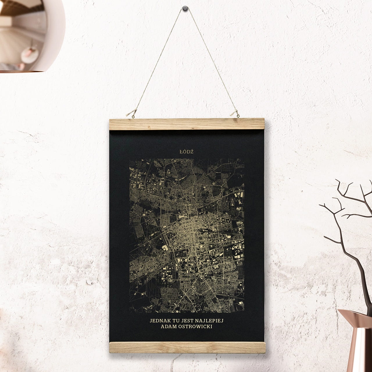 Plakat mapa ŁÓDŹ czarny