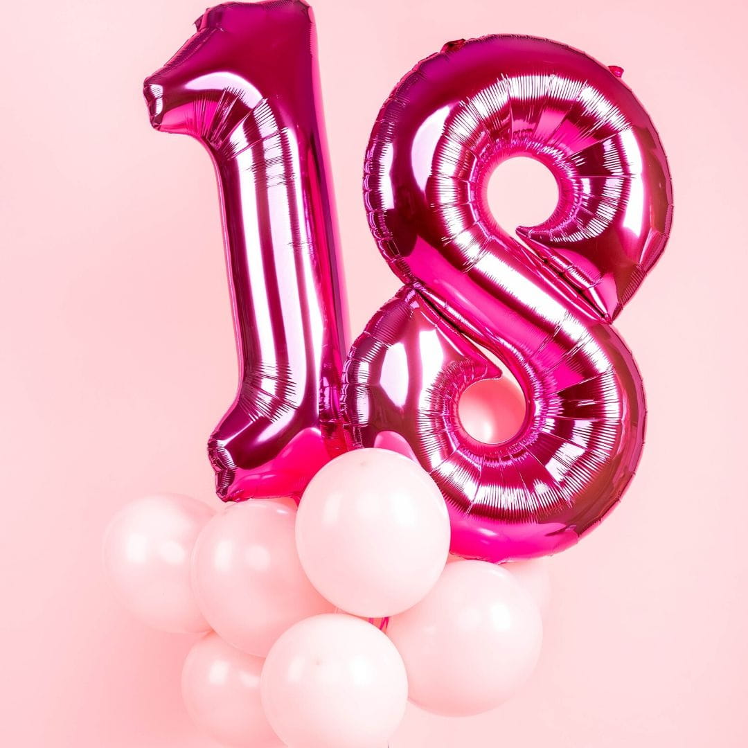 Balony z helem 18 URODZINY rowe