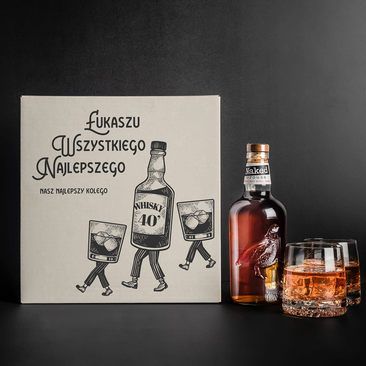 Whisky ze szklankami NA 40 URODZINY