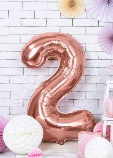 Balon CYFRA 2 r�owe z�oto 86 cm