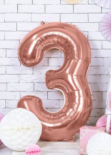 Balon CYFRA 3 r�owe z�oto 86cm