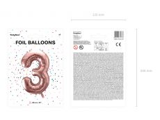 Balon CYFRA 3 r�owe z�oto 86cm