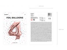Balon CYFRA 4 r�owe z�oto 86 cm