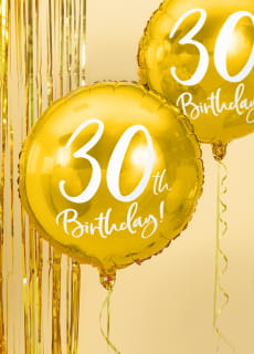 Balon na 30 URODZINY foliowy z�oty 45cm dekoracja na 30 urodziny gad�et na 30 urodziny dekoracja urodzinowa