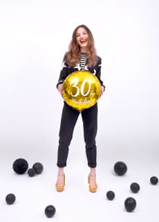 Balon na 30 URODZINY foliowy z�oty 45cm dekoracja na 30 urodziny gad�et na 30 urodziny dekoracja urodzinowa