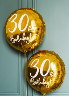 Balon na 30 URODZINY foliowy z�oty 45cm dekoracja na 30 urodziny gad�et na 30 urodziny dekoracja urodzinowa