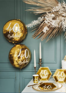 Balon na 40 URODZINY foliowy z�oty 45cm