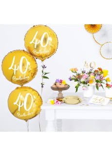 Balon na 40 URODZINY foliowy z�oty 45cm