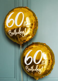 Balon na 60 URODZINY foliowy z�oty 45cm