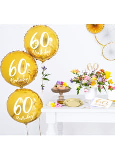 Balon na 60 URODZINY foliowy z�oty 45cm