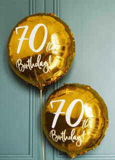 Balon na 70 URODZINY foliowy z�oty 45cm